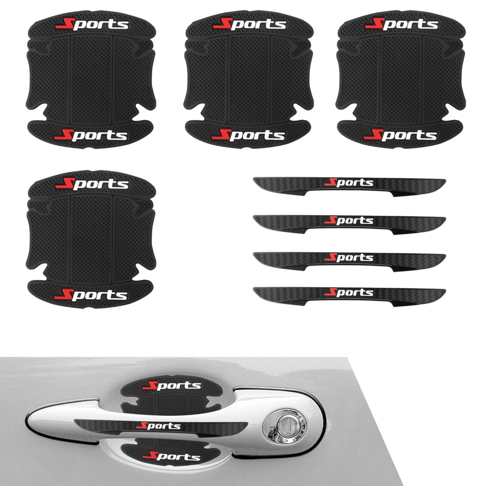 8Pcs Car Door Handle Protector And Bowl Sticker, Scratchresistant Sporty Design, Universal Fit 9426802844450
