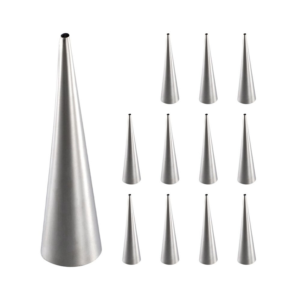 Horn Molds 12Pcs Large Size Baking Cones Stainless Steel Roll Horn Forms Conical Danish Pastry Croissant Cones Moulds Cream 6132671373863