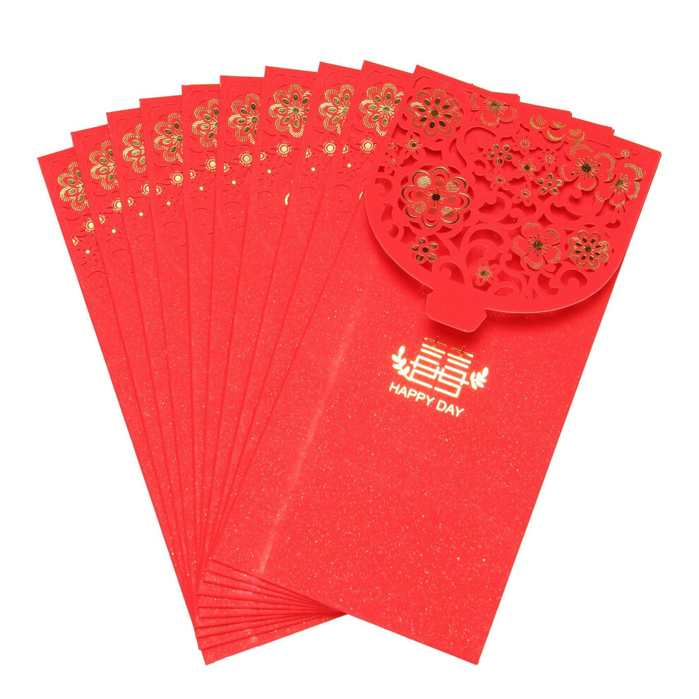 10Pcs Chinese Envelopes Lucky Money Envelopes Wedding Packet For New Year Wedding (7X3.4 In) Red 6134064345341