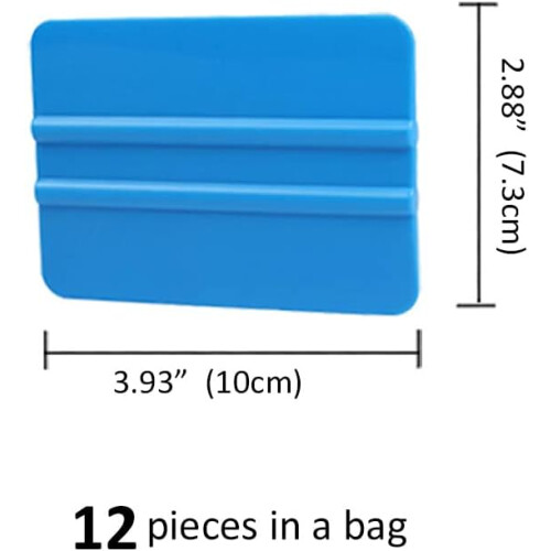 Vinyl Wrap Squeegee Tool for Car Application and Window Tint, Blue Applicator for Decals, 12 Pack 2