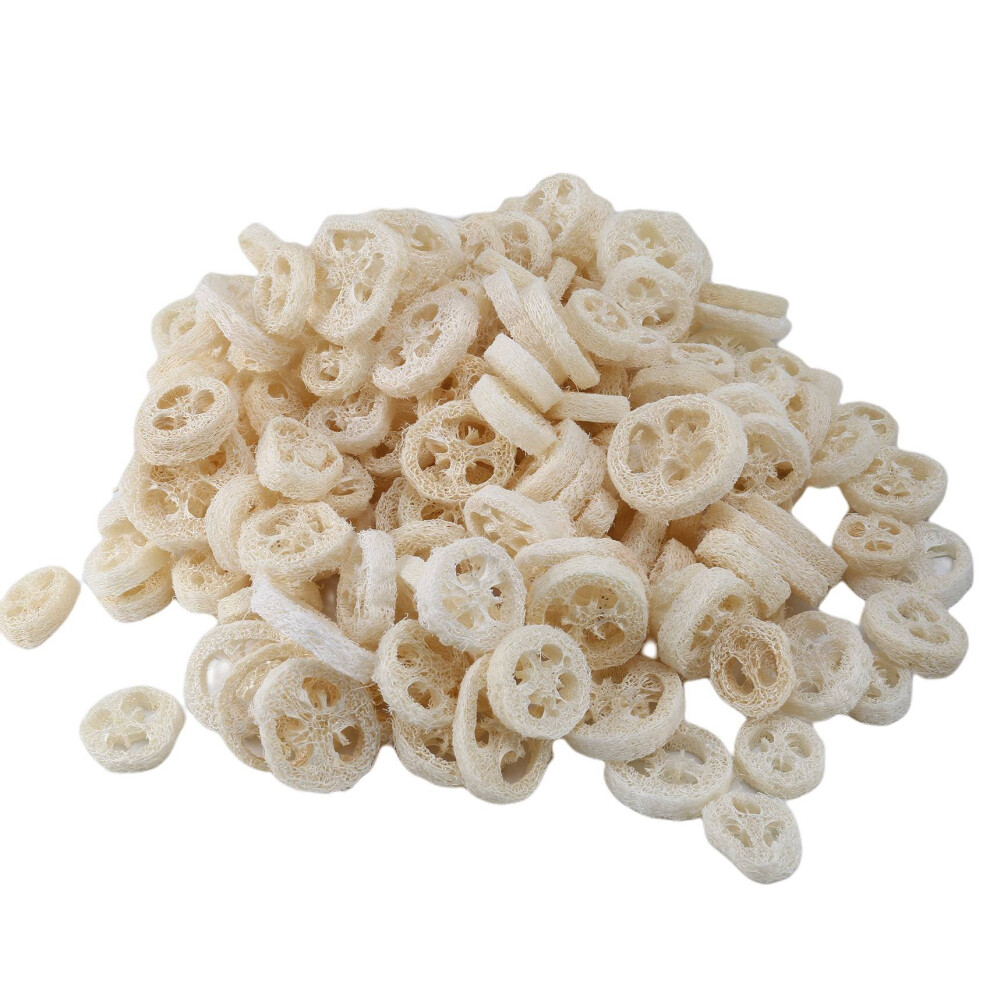 Exogio 200 Pieces Of 4-6 Cm Diameter Loofah Slices Diy Custom Soap Tools, Cleaning Supplies, Sponge Washer