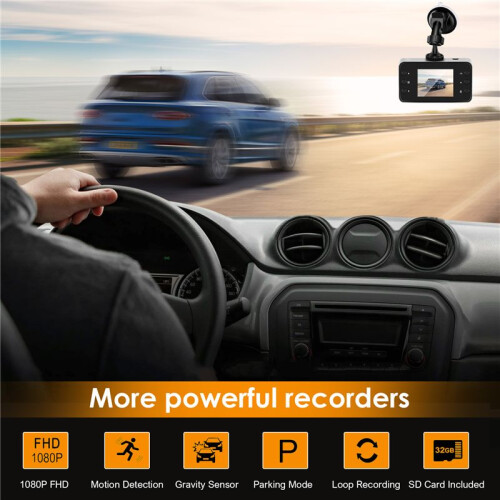 Câmera DVR de Carro de 2,2 Polegadas Full 1080P Loop GravaçãO DetecçãO de Movimento Gravador de Unidade Gravador  Angular VisãO Noturna Dashcam 2