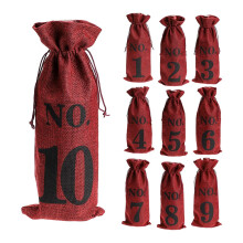 1 Tot 10 Jute Wijnzakken Blind Wijnproeven, Wijnzakken Bruiloft Tafelnummers, Wijnproefzakken, Feest, Kerstmis, 10 Stuks, Rood