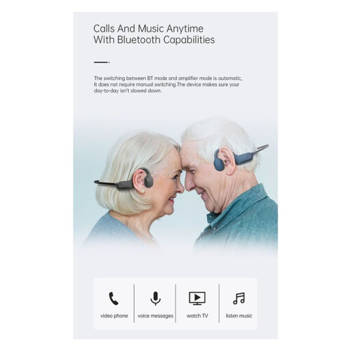 Bone Conduction Hearing Aids for Deafness Bluetooth Noise-Cancelling Waterproof Hearing Amplifier Wireless Headset