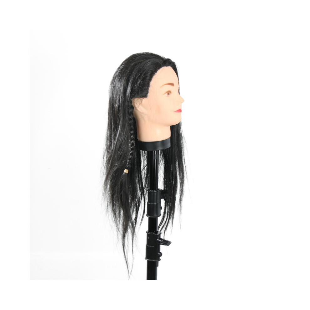 Exogio Unisex Black 40Cm Mannequin Head Long Hair Wigs Styling Training Practice Hairdressing Dolls Manikin Wig Dummy Head Cosmetology Model