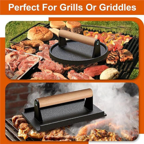 Press Kit, 3 in 1 Hamburger Press Patty Maker, Cast Iron Burger Press, for Grill, Griddle, Kitchen 2