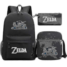 "kingdom Of Zelda Tears" Printed Schoolbag Three-piece: Teenage Student\'s Backpack + Unisex Shoulder Suit for Men And Women