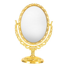 Oval DoubleSided Makeup Mirror with Rotating Design, Vintage European Vanity Style for Desktop