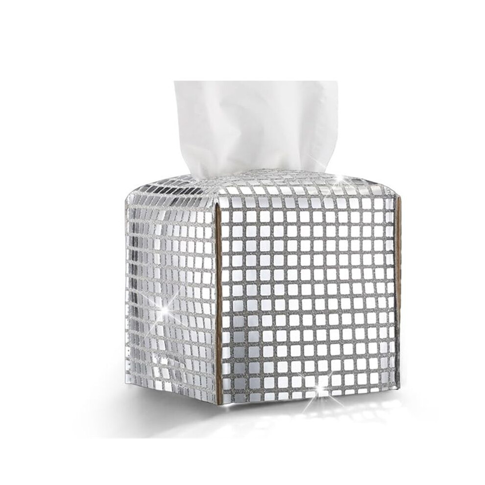 Disco Ball Tissue Box Cover Glitter Square Rectangular Bling Paper Holder Sparkle Tissue Box For Bathroom Vanity Silver 6132964770881
