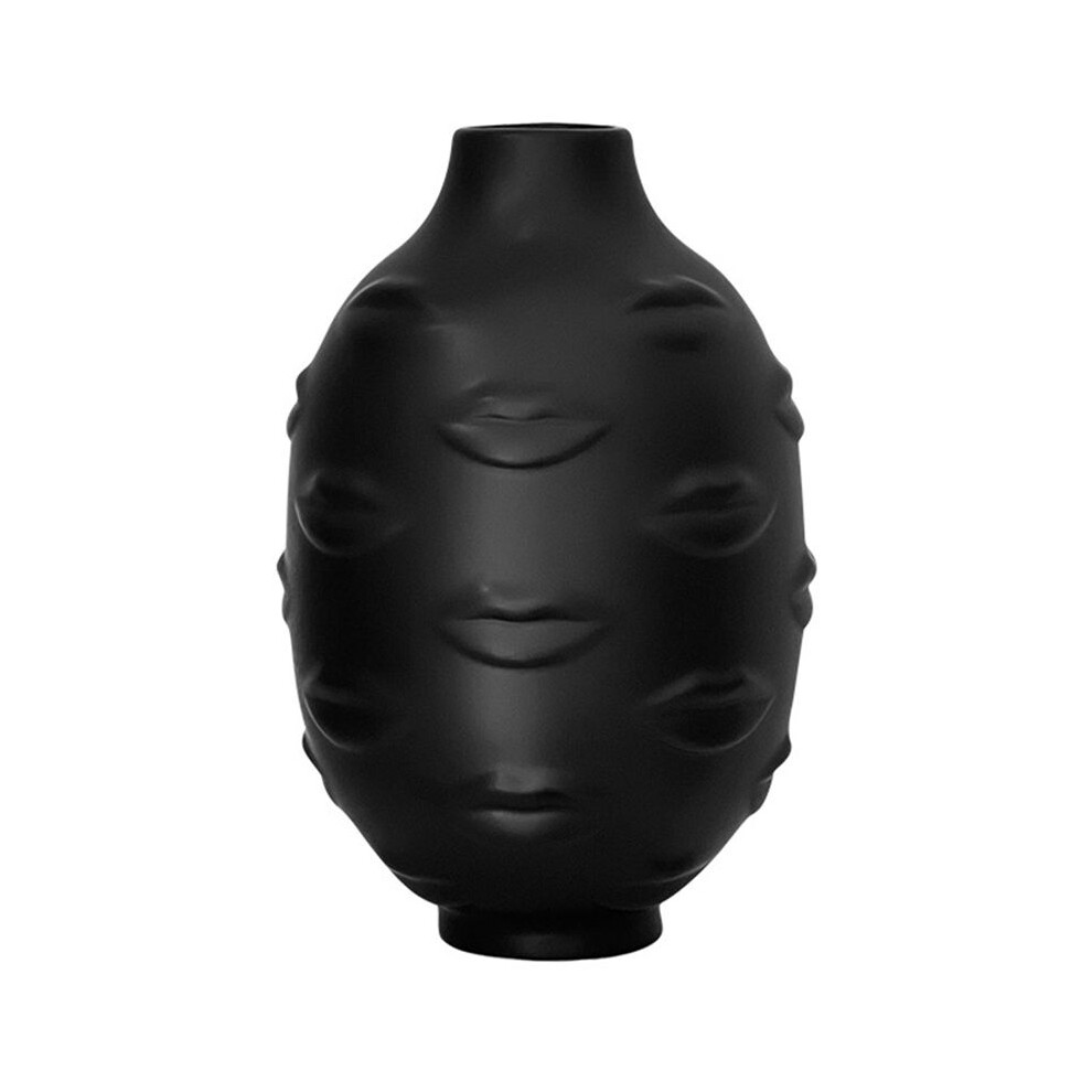 Artistic Face Lip Potted Plants Pottery Vase Dry Flower Insert Artist Residence Decorative Ornaments White/Black 6132964707382
