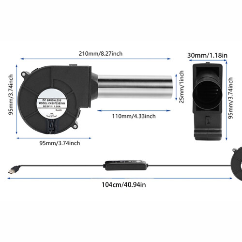 Outdoor Barbecue Airflows Boosters Three Speed USB Blower Fan 1