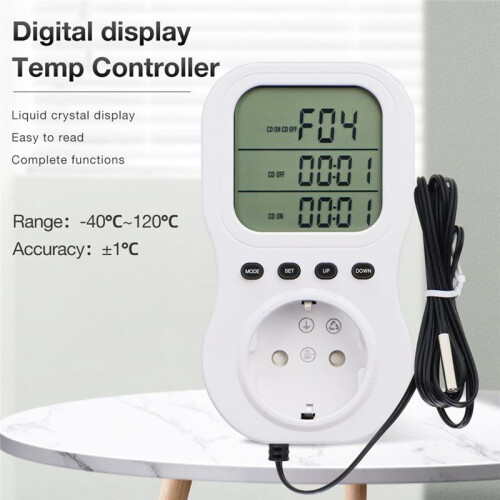 New Intelligent Digital Temperature Display Constant Temperature Timer Switch Socket Electrical Power Detector EU Plug 1