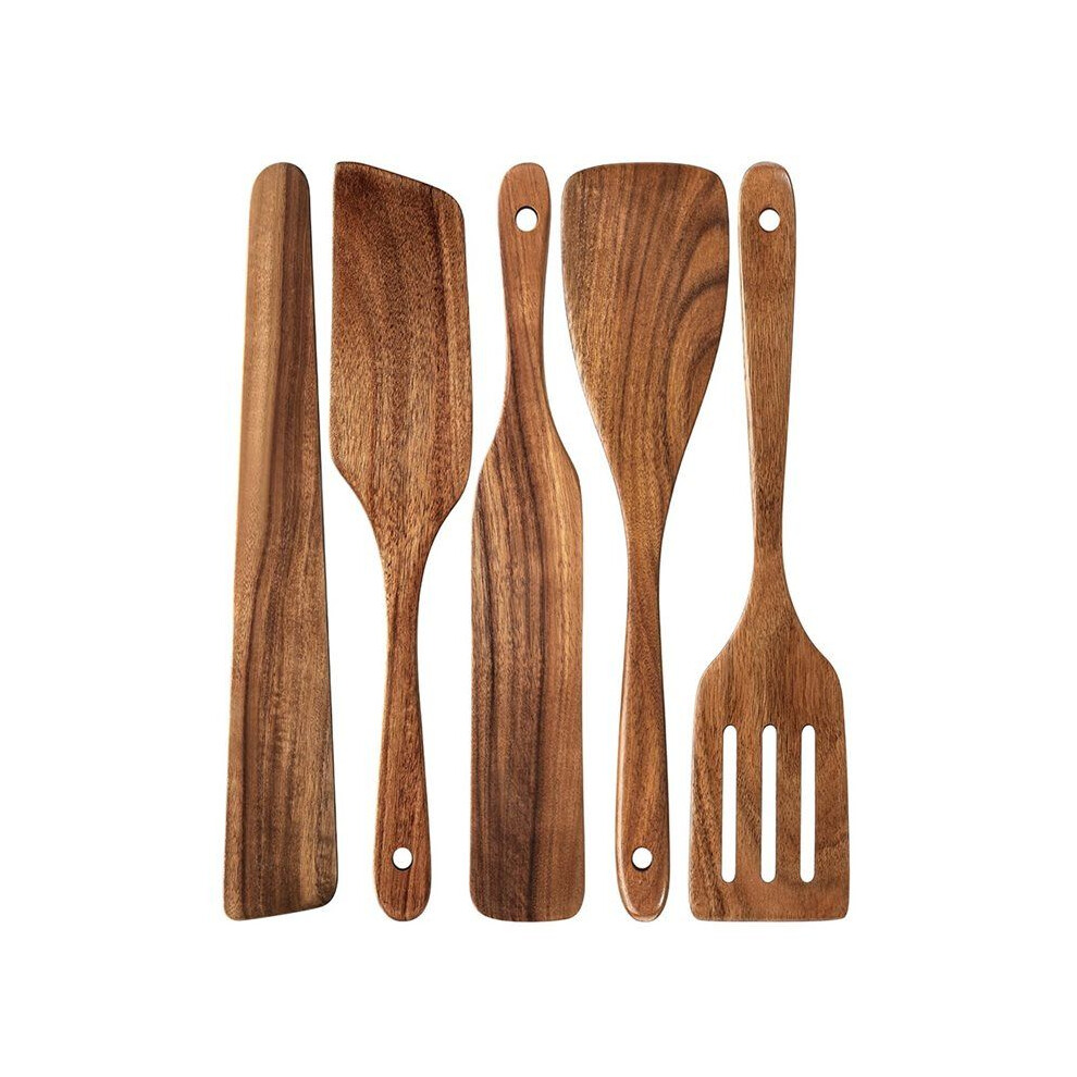 5 Pcs Wooden Spatula Set,Wooden Spoons For Cooking, Nonstick Cookware Safe Kitchen Utensils Set,Cooking Utensils Set Grain 6131667523350