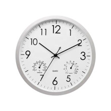 Decorative Round Outdoor Clock with Thermometer and Hygrometer Large Wall Clock Elegant Retro Silent Clock