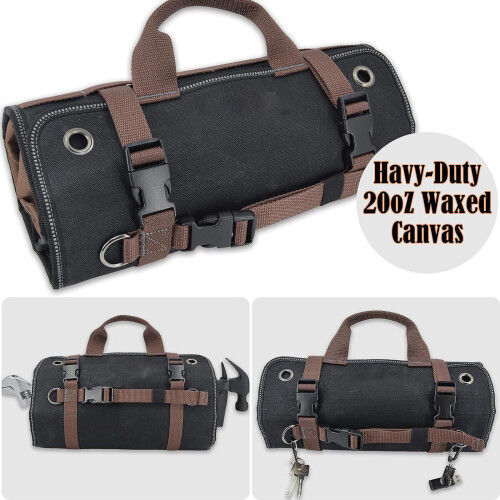 Tool Roll Up Bag with 15 Pockets for Efficient Organization and 1