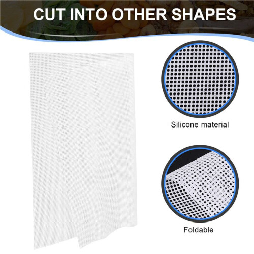 Non-Stick Silicone Dehydrator Sheets,Fruit Dehydrator Mats Reusable Steamer Mat Mesh Sheet for Fruit Dryer 8 Pcs 2