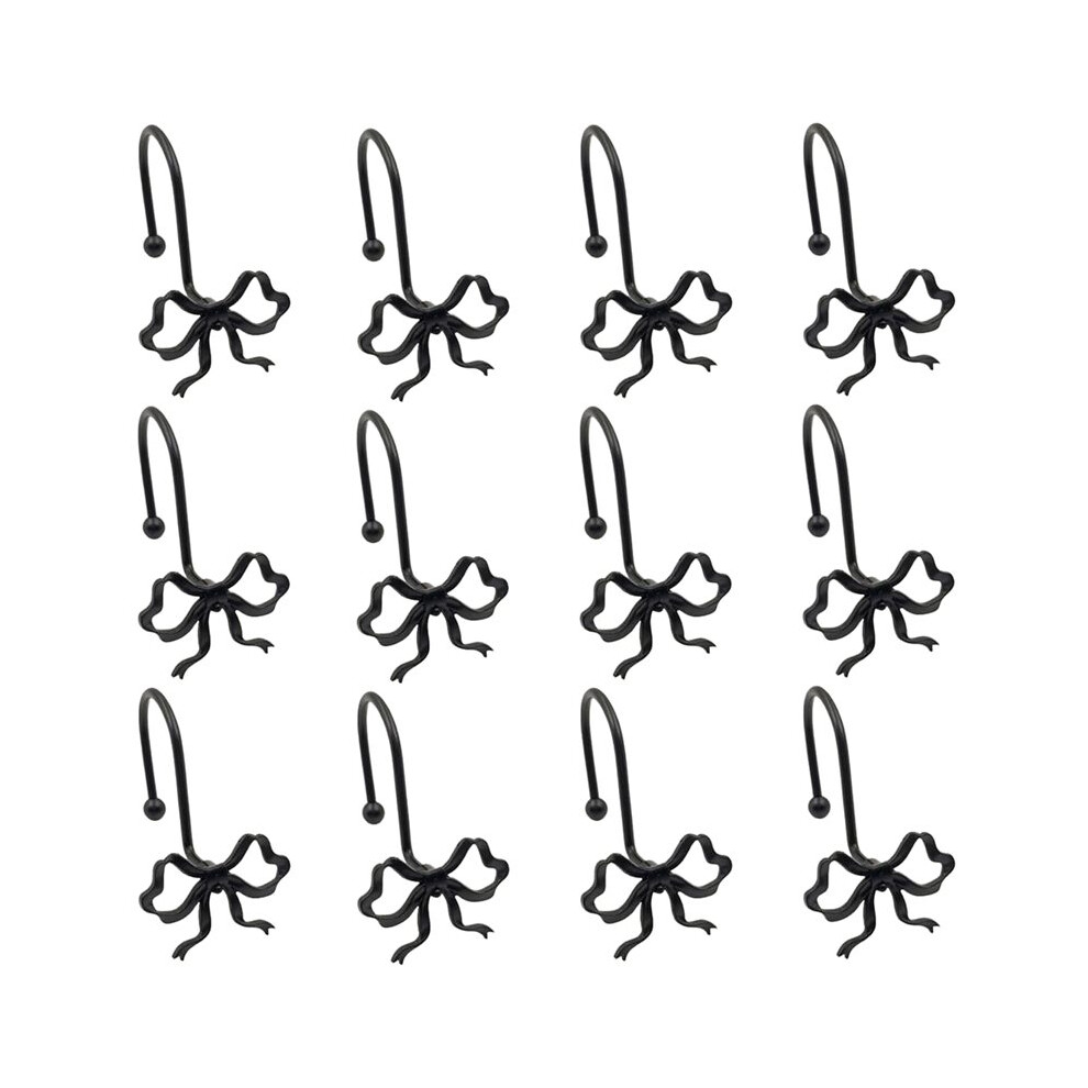 Bow Shower Curtain Hooks,12Pc Decorative Metal Rust Proof Shower Curtain Rings For Bathroom,For Shower Rods Black 4711442826917