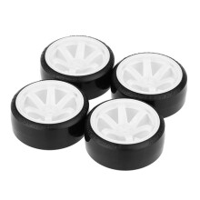 4Pcs Drift Car Tire Wheel Rim Hard Wheel Tyre for 1/10 HSP HPI Drifting RC Car White