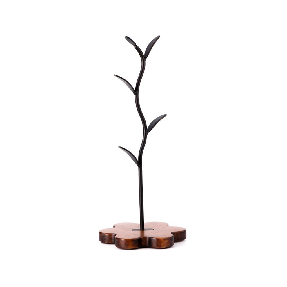 Coffee Mug Holder Mug Tree For Counter Leaf Shaped With Wooden Base, Mug Rack Countertop Coffee Counter Bar Accessory 6132555150115
