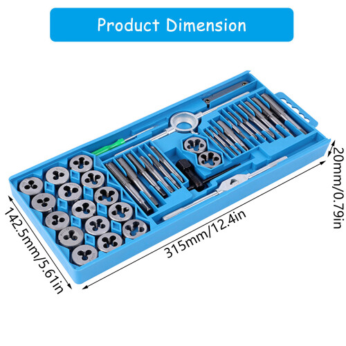 40pc Versatile Tap and Die Set Thread Repair Drill for Home and 2