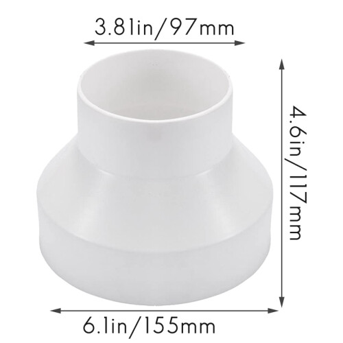 Ventilation Pipe Reducer Adapter Pipe Air Duct Adapter Pipe Connector for Inline Ventilation System(150-100mm) 1