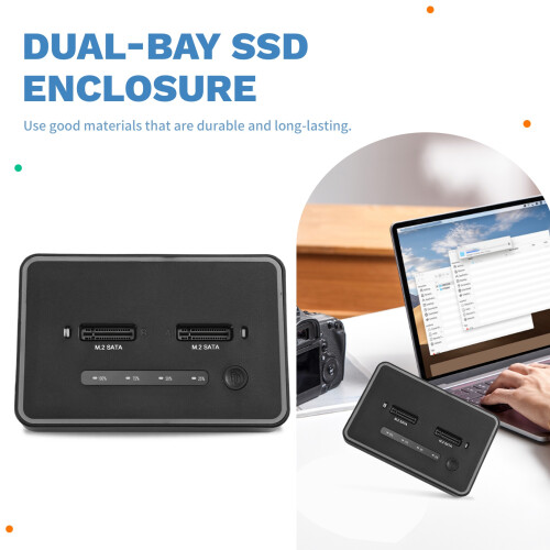 BLUEENDLESS Offline Clone Dual Protocol M.2 Ssd Case Ssd Docking Station Type C for  2 Bay SSD Enclosure EU Plug 2