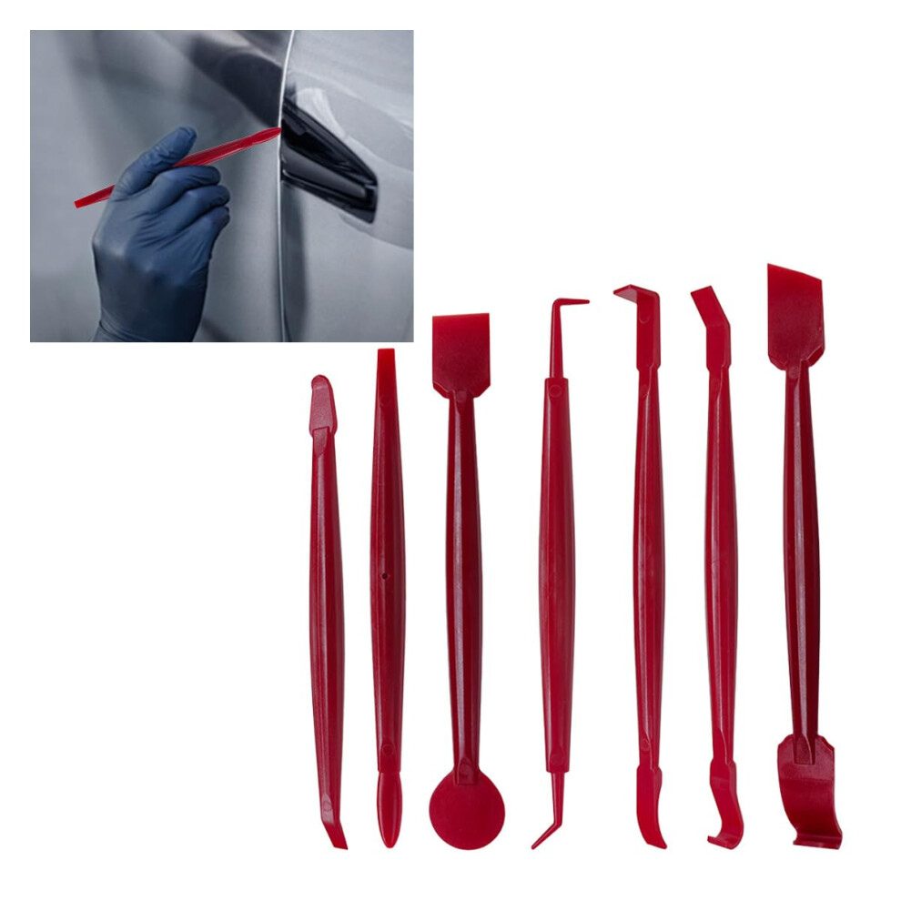 7Pcs Car Wrap And Window Tint Tool Kit, Micro Squeegee Set For Vinyl, Precision Edge Finishing (Red) Red 9001264007010