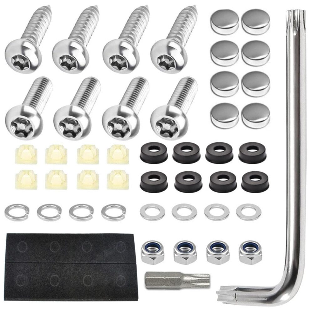 Stainless Steel License Plate Screws Corrosion Resistant Weatherproof Mounting Hardware Kit 9426802844719