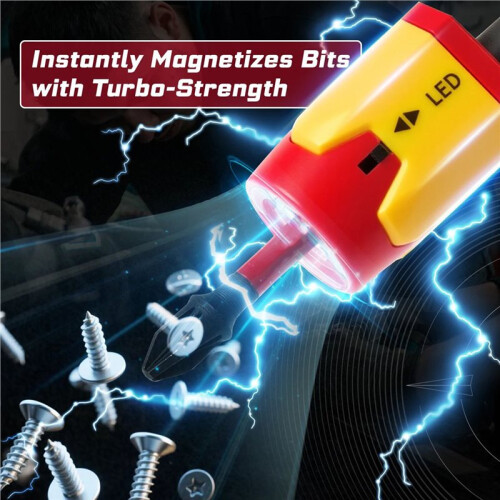 3Pieces LED Screwdriver Bit Magnetizer , ABS Plastic Bit Magnetizer/Demagnetizer for 1/4 Shank , Strong Magnetism