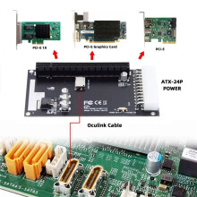 4X Oculink SFF-8612 SFF-8611 zu PCIE PCI-Express 16X Adapter mit ATX 24Pin Stromanschluss für Mainboard-Grafikkarte