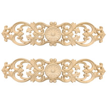 40Cmx10Cm Woodcarving Decals Carved Corner Flower Home Decoration Cabinet Door Bed Decorative Patch Onlay Wood Applique