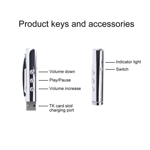 Pen MP3 Player USB Portable Music Player Multifunctional Student Writable Pen Player Silver 1