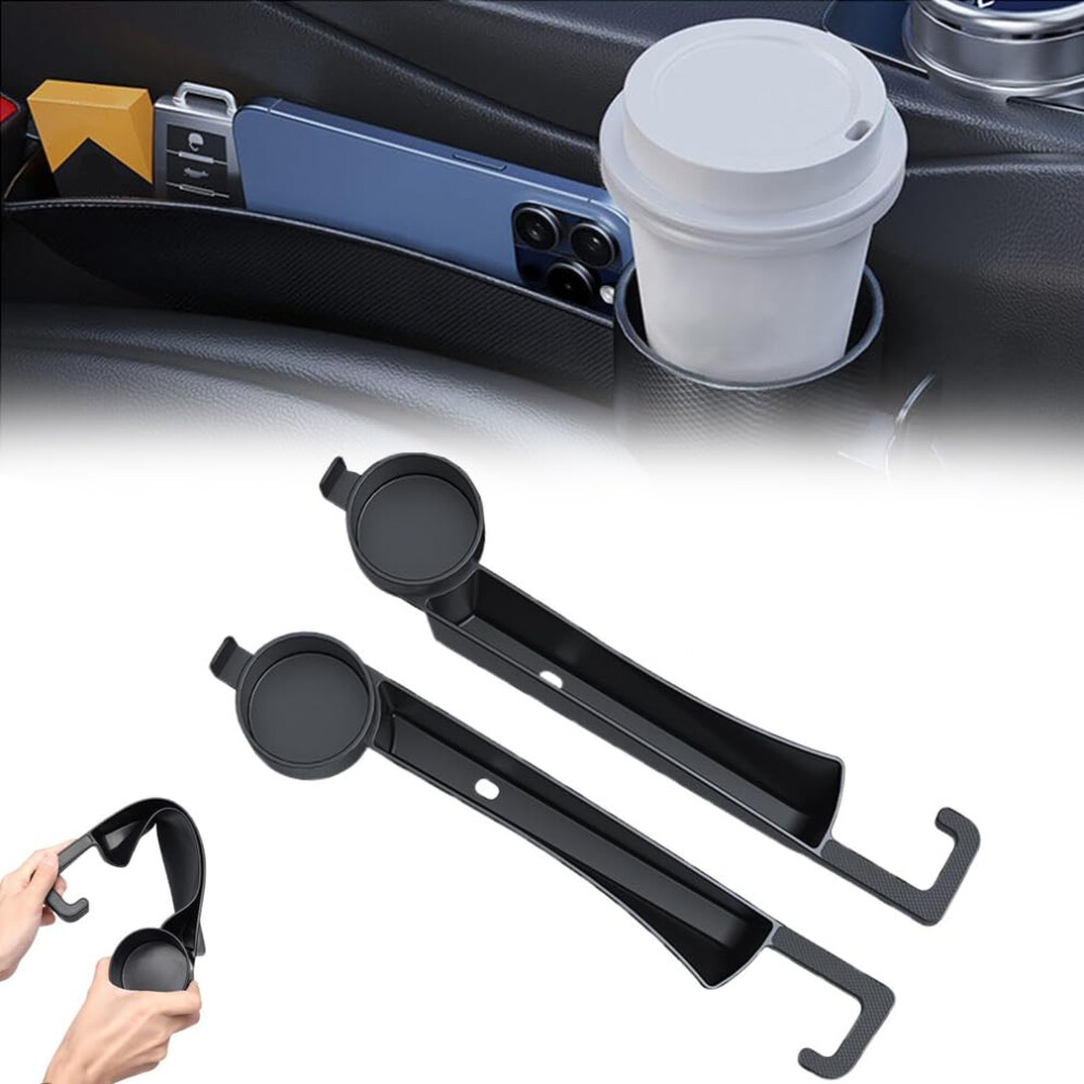 Car Seat Gap Filler And Organizer With Dual Slot Storage And Cup Holder, Set Of 2 Universal Black 9001264007775