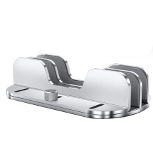 Vertical Laptop Stand Holder for Desk, Aluminium Dual Slots Laptop Stand with Adjustable Dock for Laptop Tablet