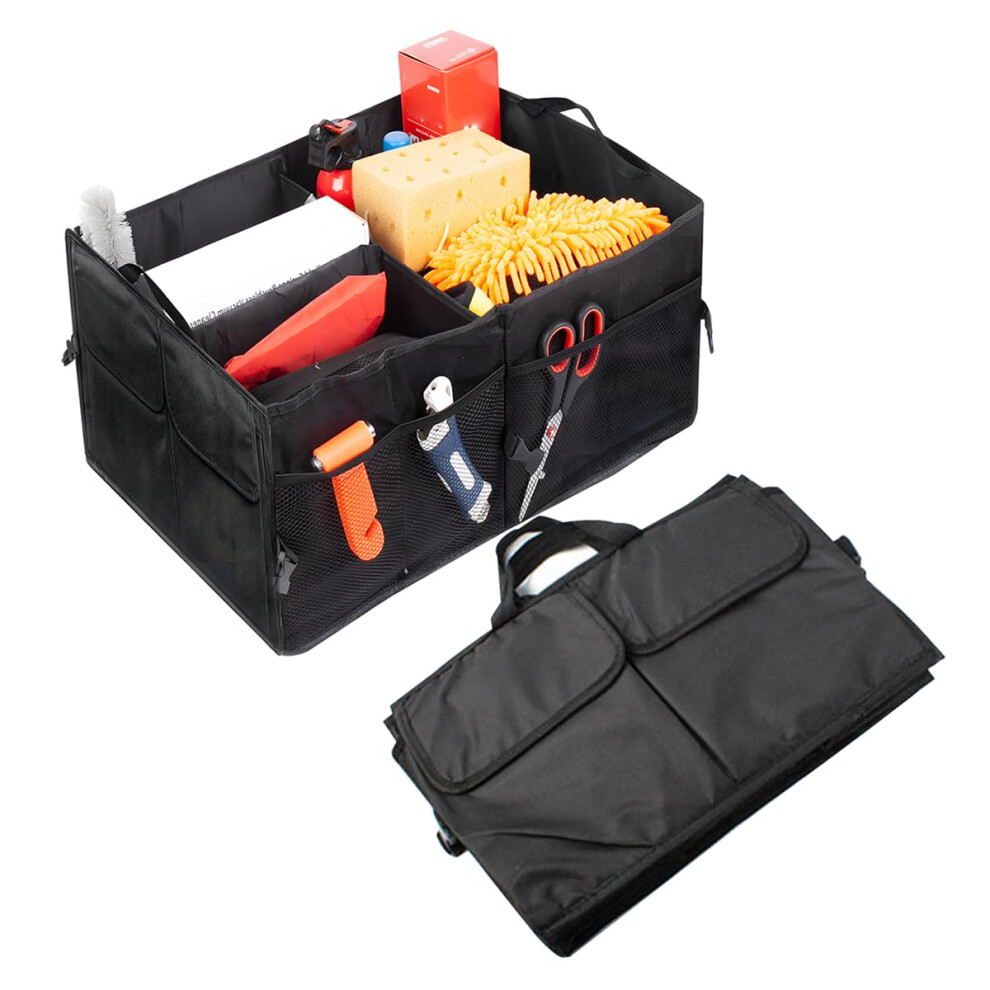 Car Trunk Organizer With Adjustable Compartments, Waterproof Oxford Cloth Large Capacity Storage Box For Suv Sedan Truck, Black 9001264008321