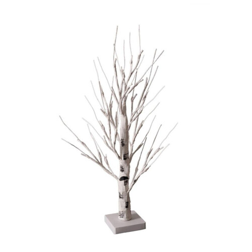 Tabletop Tree, White Tree with LED Lights, Warm White Small Tree Lights Battery Powered Timer, Lighted Tree
