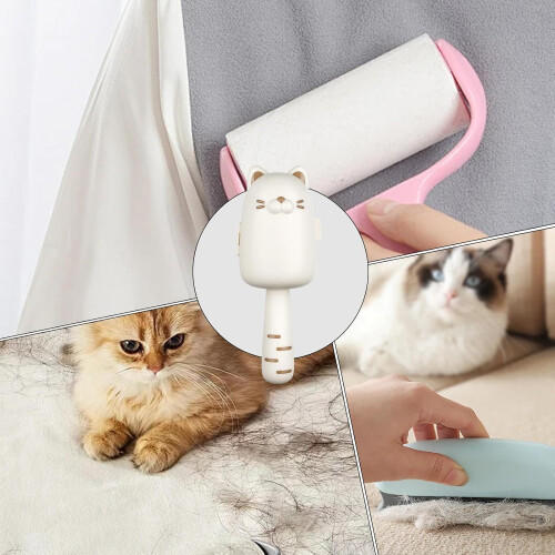 Pet Sticky Rollers Wall Mounted Cat Hair Roller Replaceable Rolls Multifunctional Pet Cleaning Tool Long Tail White Kitten 1