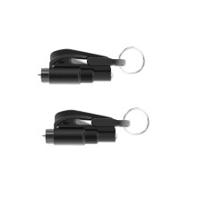 2PCS Car Safety Hammer Keychain with Emergency Glass Breaker and Seat Belt Cutter for Land and Underwater
