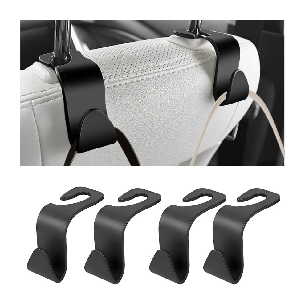 Car Headrest Hook 4Pcs Universal Back Seat Organizer Hanger 55Lbs Load Dual Hook Black 9001264008574