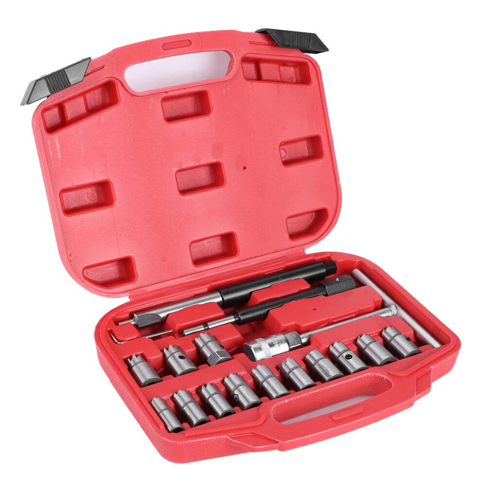 17Pcs Injector Seat Cutter Set For Efficient Carbon Removal, Common Rail Diesel Injector Cleaning Kit 9426802845778