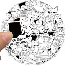 50 hand-drawn cat meme stickers to decorate guitars, notebooks, and suitcases for DIY waterproofing.