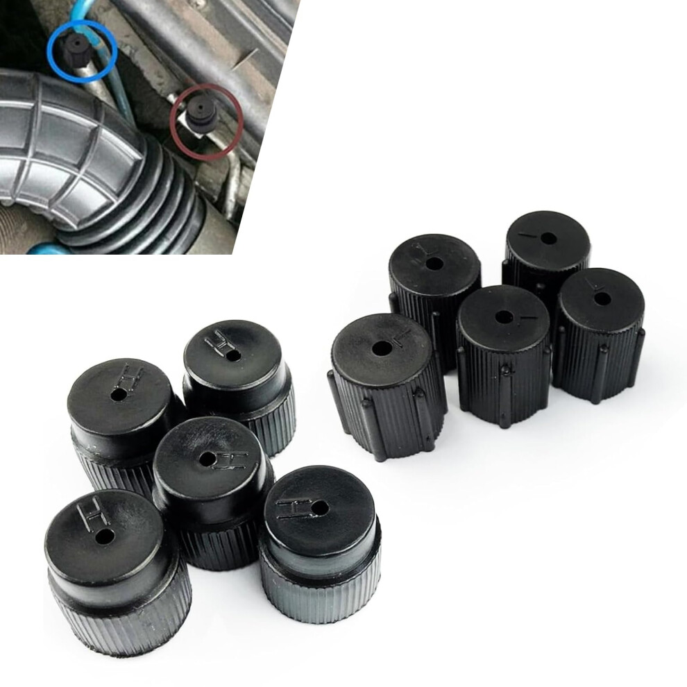 10 Pcs Ac Valve Core And Caps Set, Leakproof Dustproof Car Air Conditioning Port Covers, Black 9001264009342