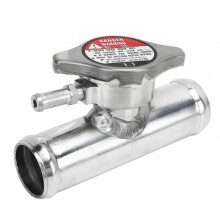 Inline Radiator Hose Filler Neck with 16PSI Cap 32mm 1?1/4in OD Polished Aluminum for Cars
