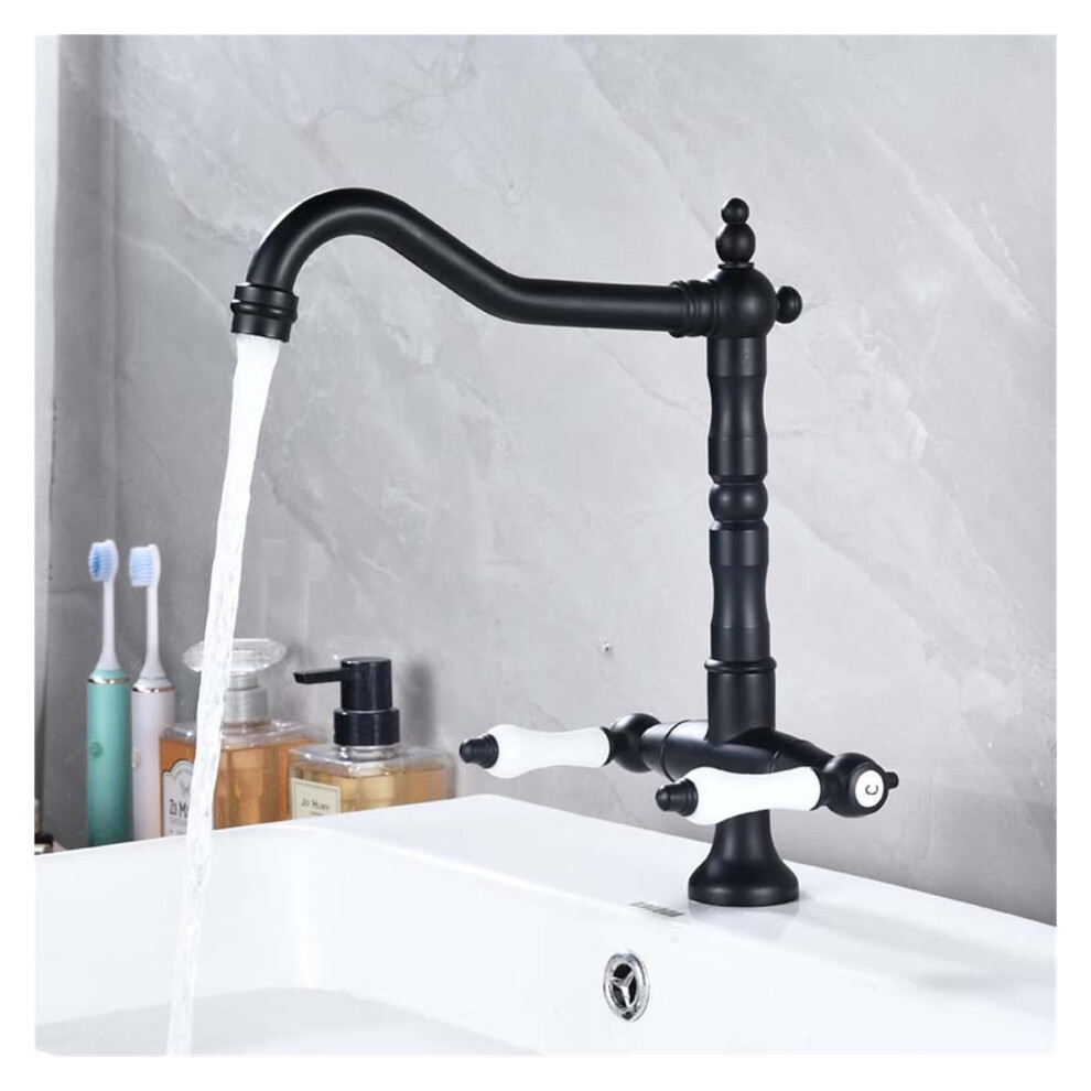 Gourmet Kitchen Faucet Full Copper 360 Rotating Double Handle Antique Sink Faucet For Cold And Hot Water 9001264010720