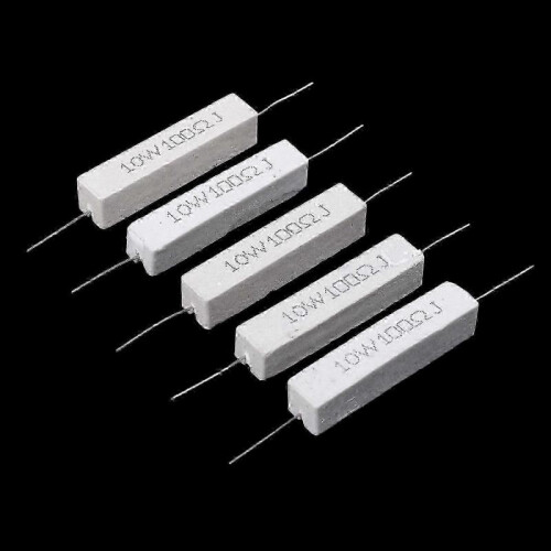 5 Pcs 10W 100 Ohm 5% Axial Wirewound Cement Resistors 2