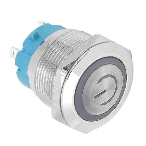 2PCS 4 Pin Push Button Switch 3-6VDC 22mm Flat Head Round Button Switch with Power Light Indicator 2