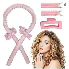 (Foam Pink Six-Piece Set) European and American style curling iron, simple sleeping foam lazy person big wave curling iron set, hair tie curling iron