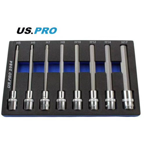 us pro US PRO 8pc 1/2Dr 140mm Long Hex Bits Sockets Key Set Allen 5 - 17mm 1