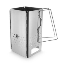 Folding Charcoal Chimney Starter Stainless Steel 12-Inch BBQ Charcoal Briquette Fire Starter for Efficient Grilling