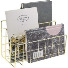 Desktop Mail Organizer, 3-Slot Metal Wire Mail Sorter, Letter Organizer for Letters, Mails, Books, Postcards and More, Gold Mail Holder